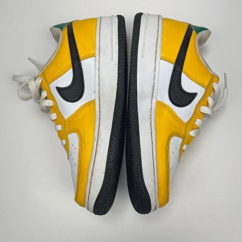 Nike Sneakers Kids 4Y Air Force 1 Low Yellow White Green Black Leather EUC